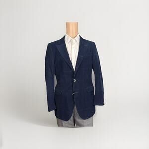 Brunello Cucinelli Corduroy Peak Lapel Sport Jacket Teal Blue 48/38